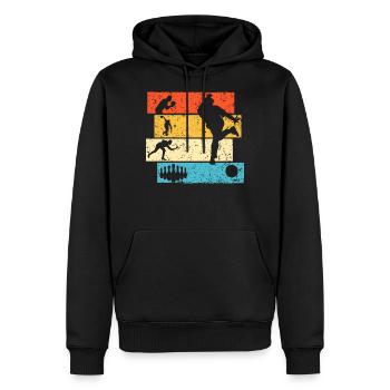 bowling bowling bowler rétro - Sweat à capuche Premium bio Homme - noir - Devant - Nico (187cm)