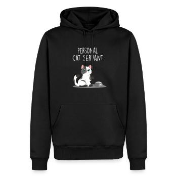Serviteur de chat personnel amant de chat disant - Sweat à capuche Premium bio Homme - noir - Devant - Nico (187cm)
