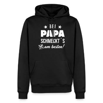 Bei Papa schmeckts am besten Chefkoch Papa - Männer Premium Bio Hoodie - Schwarz - Vorne - Nico (187cm)