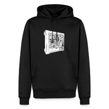Gamer PC Geschenk Offen Gamer PC Interieur - Männer Premium Bio Hoodie - Schwarz - Vorne - Nico (187cm)