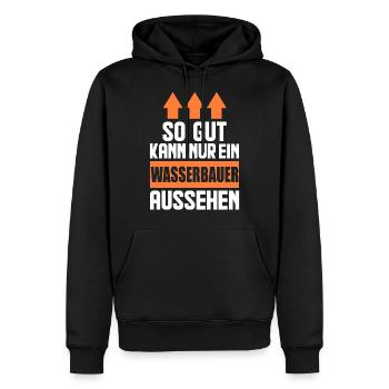 So gut kann nur ein Wasserbauer aussehen - Männer Premium Bio Hoodie - Schwarz - Vorne - Nico (187cm)