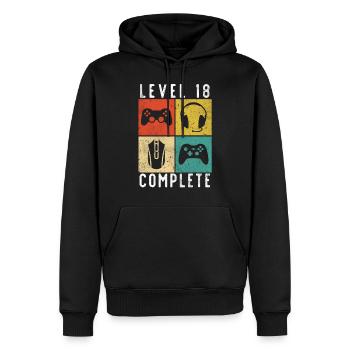 18th birthday level Complete Gaming - Men’s Premium Organic Hoodie - black - Front - Nico (187cm)
