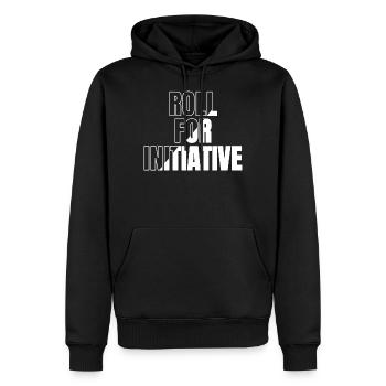 Würfel auf Initiative - Männer Premium Bio Hoodie - Schwarz - Vorne - Nico (187cm)