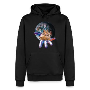 Hamster - Männer Premium Bio Hoodie - Schwarz - Vorne - Nico (187cm)