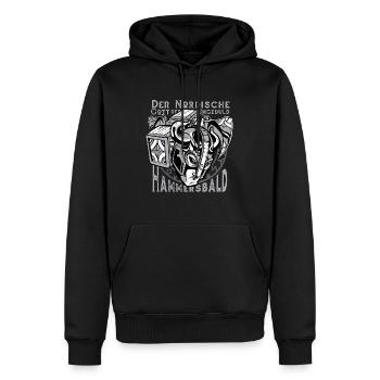 Der nordische Gott der Ungeduld Spaß Hammersbald - Männer Premium Bio Hoodie - Schwarz - Vorne - Nico (187cm)