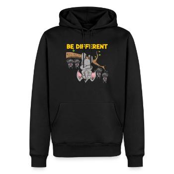 Be Different Design éléphant de chauves-souris drôle - Sweat à capuche Premium bio Homme - noir - Devant - Nico (187cm)