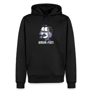 Amor Fati Design pour un philosophe - Sweat à capuche Premium bio Homme - noir - Devant - Nico (187cm)