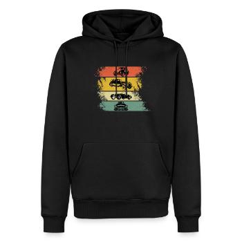 Voitures Rétro Vintage Classic Cars - Sweat à capuche Premium bio Homme - noir - Devant - Nico (187cm)