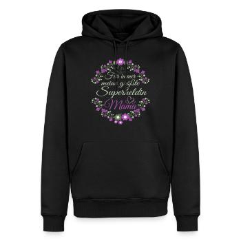 Für immer meine Superheldin Mama Muttertaggeschenk - Männer Premium Bio Hoodie - Schwarz - Vorne - Nico (187cm)