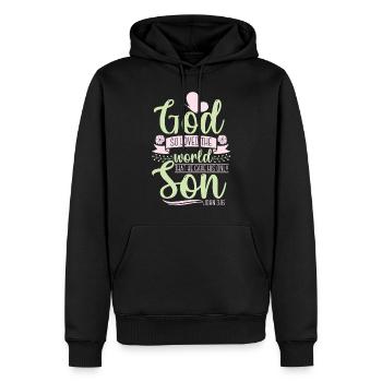 Christian bible verse religion - Men’s Premium Organic Hoodie - black - Front - Nico (187cm)