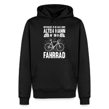 Fahrrad Unterschätze Niemals Einen Alten Mann - Männer Premium Bio Hoodie - Schwarz - Vorne - Nico (187cm)