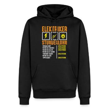 Lustiges Elektriker Stundenlohn Geschenk - Männer Premium Bio Hoodie - Schwarz - Vorne - Nico (187cm)