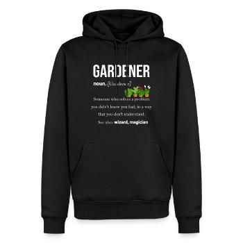 jardinier - Sweat à capuche Premium bio Homme - noir - Devant - Nico (187cm)