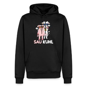 Sau Kuhl Wortspiel Kühe Schweine Geschenk - Männer Premium Bio Hoodie - Schwarz - Vorne - Nico (187cm)