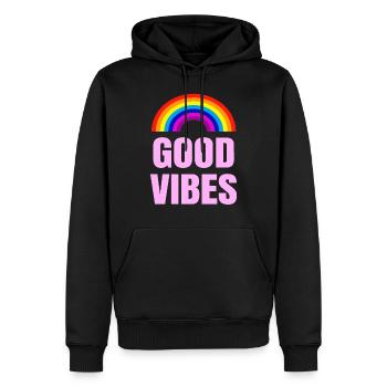 Bonnes vibrations - Sweat à capuche Premium bio Homme - noir - Devant - Nico (187cm)