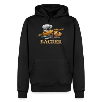 Baker baking - Men’s Premium Organic Hoodie - black - Front - Nico (187cm)
