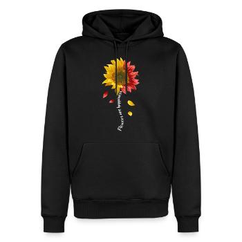 Flowers are Happiness Sonnenblumen Floristin - Männer Premium Bio Hoodie - Schwarz - Vorne - Nico (187cm)