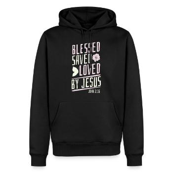 Christian bible verse religion - Men’s Premium Organic Hoodie - black - Front - Nico (187cm)
