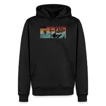 Kitesurfen Born To Kite Vintage Kitesurfing - Männer Premium Bio Hoodie - Schwarz - Vorne - Nico (187cm)