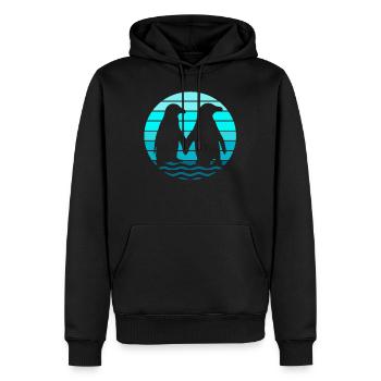 Liebendes Pinguin Paar Händchen haltend - Männer Premium Bio Hoodie - Schwarz - Vorne - Nico (187cm)