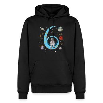 6 anniversaire astronaute extra-atmosphérique planète enfants - Sweat à capuche Premium bio Homme - noir - Devant - Nico (187cm)