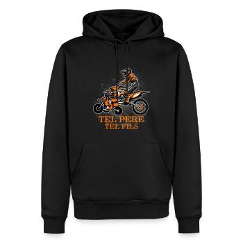 Tee shirt Motard Tel Pere Tel Fils Moto á sortie - Men’s Premium Organic Hoodie - black - Front - Nico (187cm)