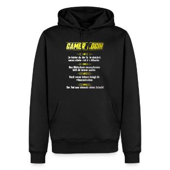 Gamer Logik Lustiger Gaming Spruch für Zocker - Männer Premium Bio Hoodie - Schwarz - Vorne - Nico (187cm)