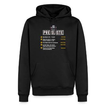 Fotograf Preisliste Lustiges Geschenk - Männer Premium Bio Hoodie - Schwarz - Vorne - Nico (187cm)