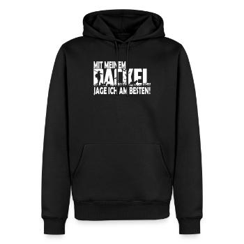 Dackel Fuchs Jagd Shirt für Jäger Dackelbesitzer - Männer Premium Bio Hoodie - Schwarz - Vorne - Nico (187cm)