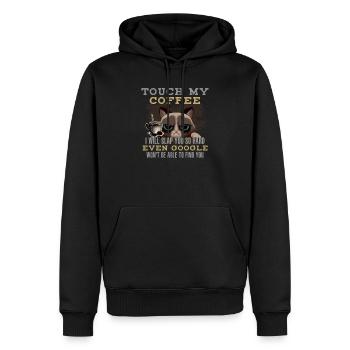 Funny Coffee Lover - Cat Humour - Men’s Premium Organic Hoodie - black - Front - Nico (187cm)