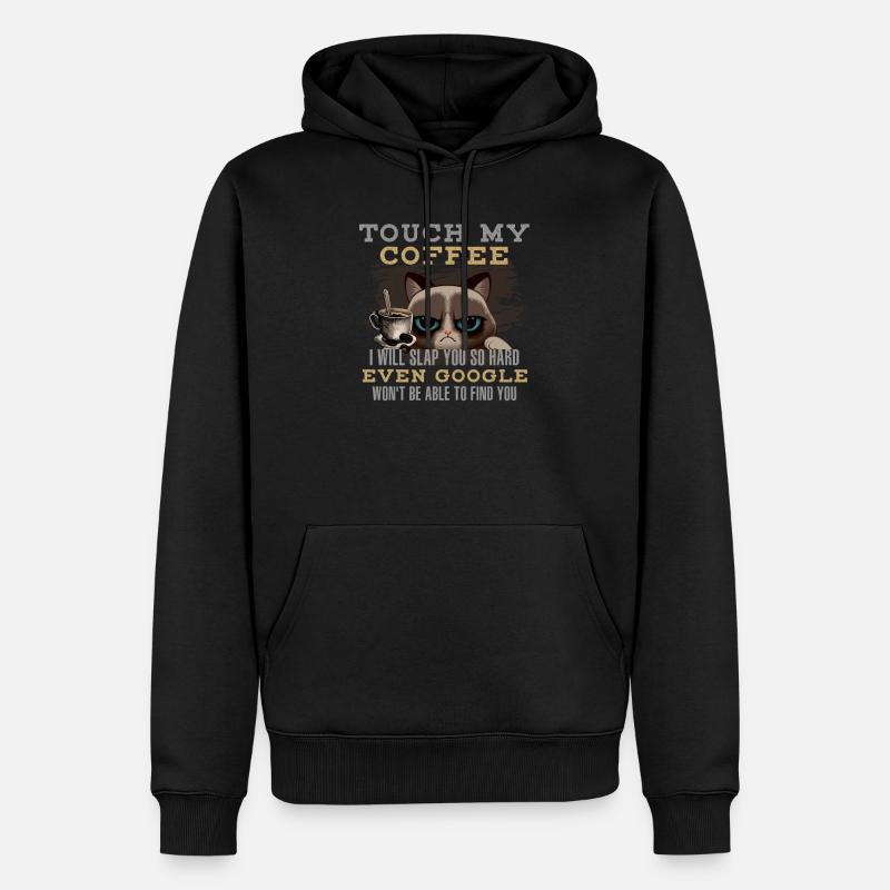 Funny Coffee Lover - Humour chat - Sweat à capuche Premium bio Homme - noir
