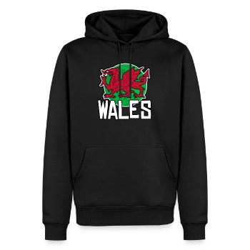 Wales - Männer Premium Bio Hoodie - Schwarz - Vorne - Nico (187cm)