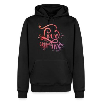 Love grows here - Sweat à capuche Premium bio Homme - noir - Devant - Nico (187cm)