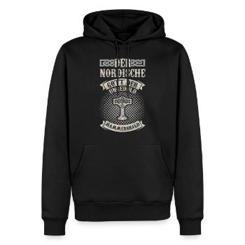 Der nordische Gott der Ungeduld hammersbald - Männer Premium Bio Hoodie - Schwarz - Vorne - Nico (187cm)