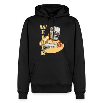 WELDER - Männer Premium Bio Hoodie - Schwarz - Vorne - Nico (187cm)