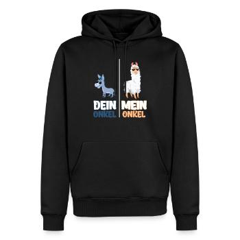 Mein Onkel Dein Onkel Lustiges Lama Geschenk - Männer Premium Bio Hoodie - Schwarz - Vorne - Nico (187cm)