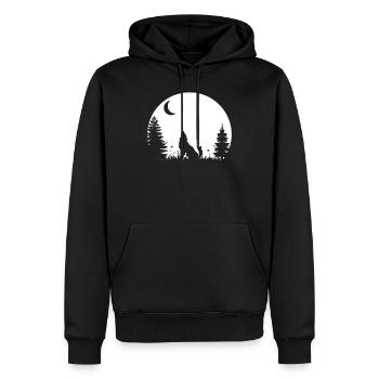 Wolf Wald Wildnis Natur Mond Geschenk - Männer Premium Bio Hoodie - Schwarz - Vorne - Nico (187cm)