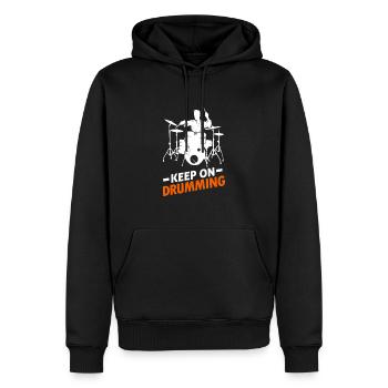 Batteur tambour de tambour bass musiciens - Sweat à capuche Premium bio Homme - noir - Devant - Nico (187cm)
