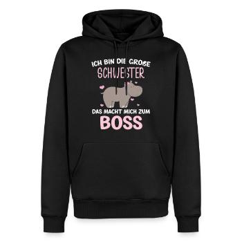 Ich Bin Die Große Schwester Boss Dab Nielpferd - Männer Premium Bio Hoodie - Schwarz - Vorne - Nico (187cm)