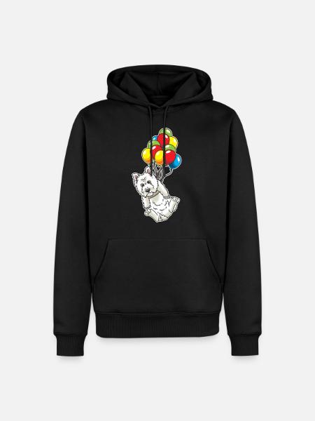 West Highland White Terrier with Balloons Westie - Men’s Premium Organic Hoodie - black