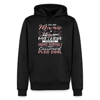 Mamie Motarde Mamou Humour - Sweat à capuche Premium bio Homme - noir - Devant - Nico (187cm)