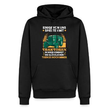 Traktor Traker Bauerngefaehrt Bauernspruch - Männer Premium Bio Hoodie - Schwarz - Vorne - Nico (187cm)