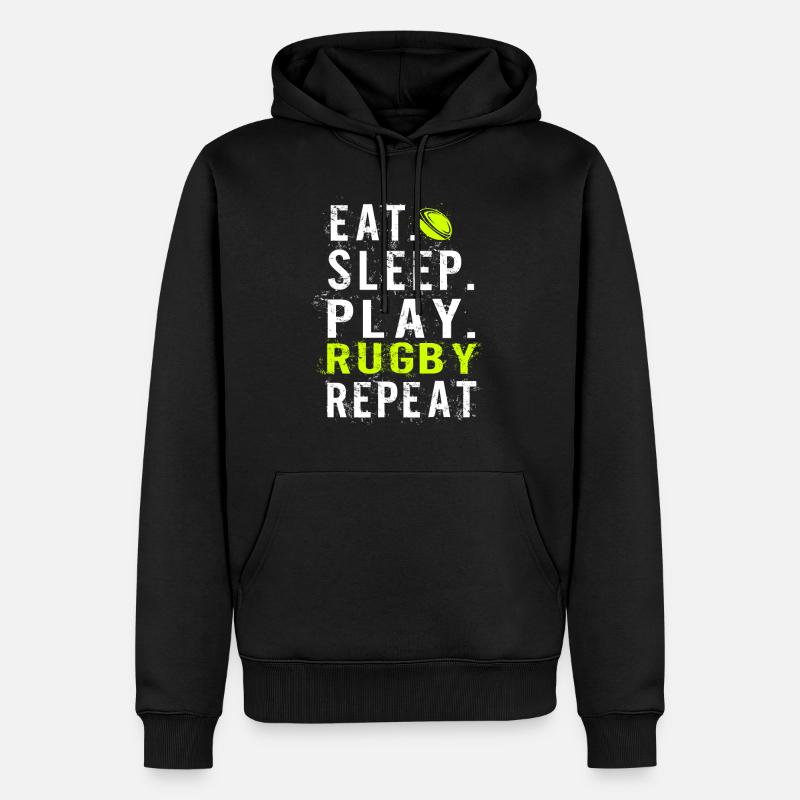 Eat sleep Rugby - Sweat à capuche Premium bio Homme - noir