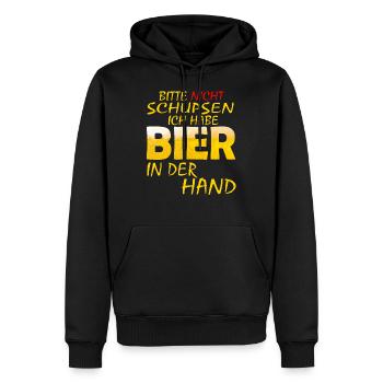 BITTE NICHT SCHUPSEN ICH HABE BIER Biere - Männer Premium Bio Hoodie - Schwarz - Vorne - Nico (187cm)