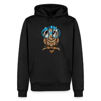 Eule ich mag halt Eulen Nerd Brille Crazy Owl Lady - Männer Premium Bio Hoodie - Schwarz - Vorne - Nico (187cm)