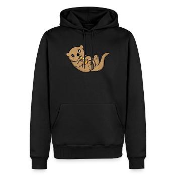 Loutres - Sweat à capuche Premium bio Homme - noir - Devant - Nico (187cm)