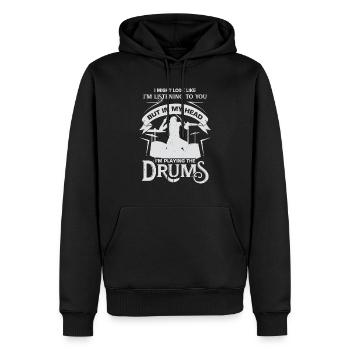 Batterie musique musiciens batteur cadeau - Sweat à capuche Premium bio Homme - noir - Devant - Nico (187cm)