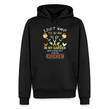Jardin jardin jardinier poulet poulet paysan plantes - Sweat à capuche Premium bio Homme - noir - Devant - Nico (187cm)