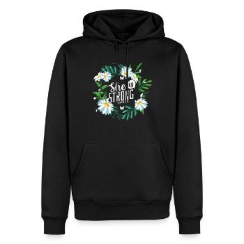 Christlicher Bibelvers Religion Blume - Männer Premium Bio Hoodie - Schwarz - Vorne - Nico (187cm)