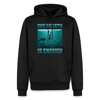 Plongeur d’apnée freediving One Breath - Sweat à capuche Premium bio Homme - noir - Devant - Nico (187cm)